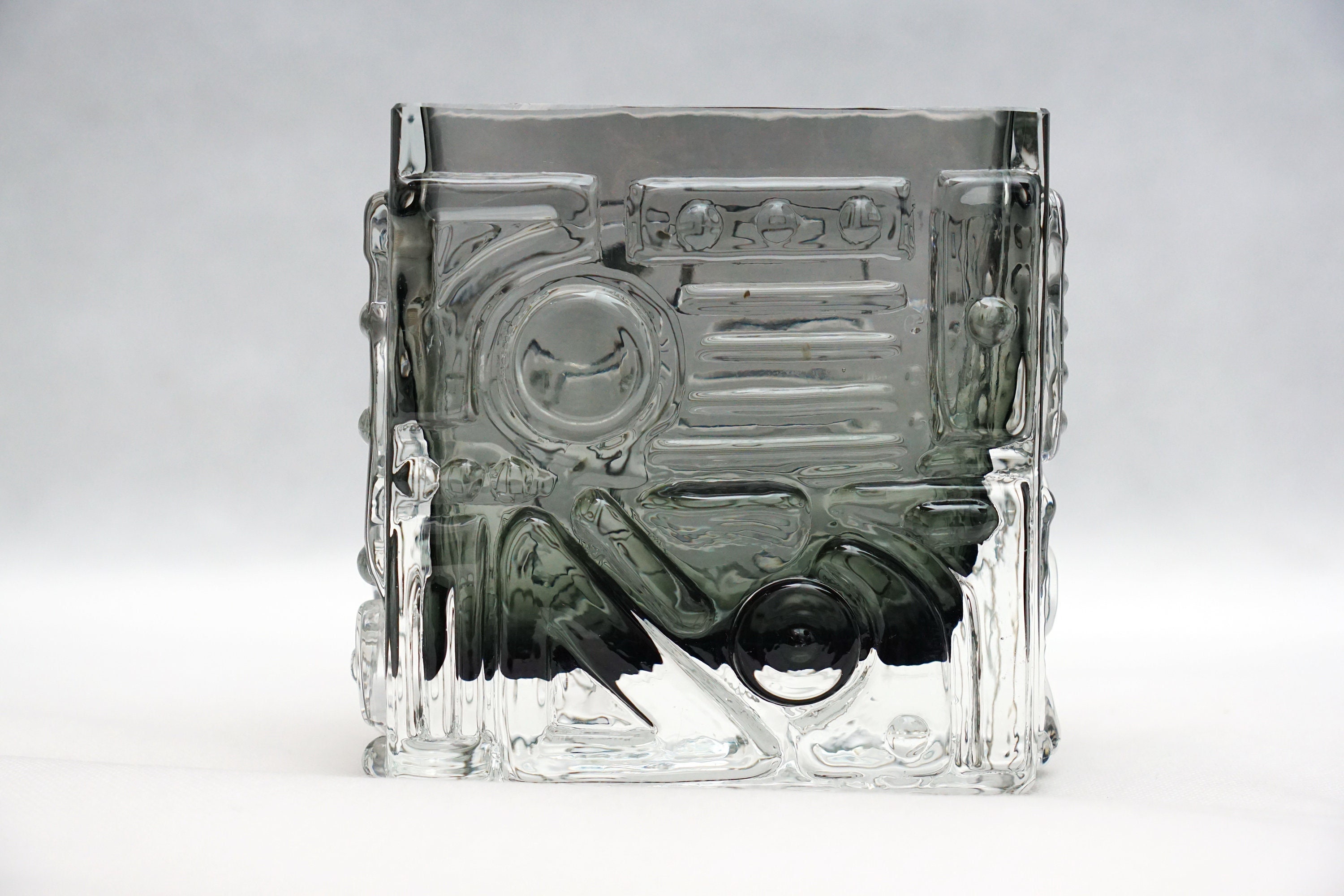 Mid-Century Modern Crystal Glass Vase Josef Schott Sommerso Design