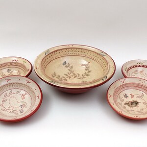 Set of 5 Bowls BILLINGE SWEDEN Handmade Traditional Swedish Decor Serving Dish Plates  60s 70s 80s Scandinavian Pottery