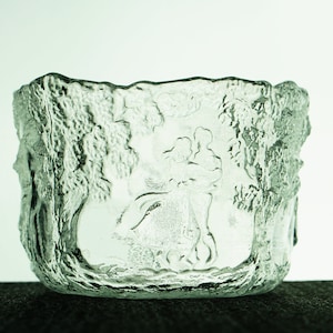 Vintage PRESSED CRYSTAL BOWL Podobnie jak Orrefors Kosta Boda Szwecja Lata 60., 70. i 80. Vintage Glassworks Art Home Office Decor