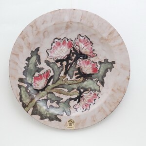 Vintage Floral Ceramic Plate: 80s Mid Century Pottery Decor