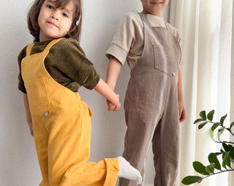 Dungarees | Premium organic washed linen | Children 62 - 140