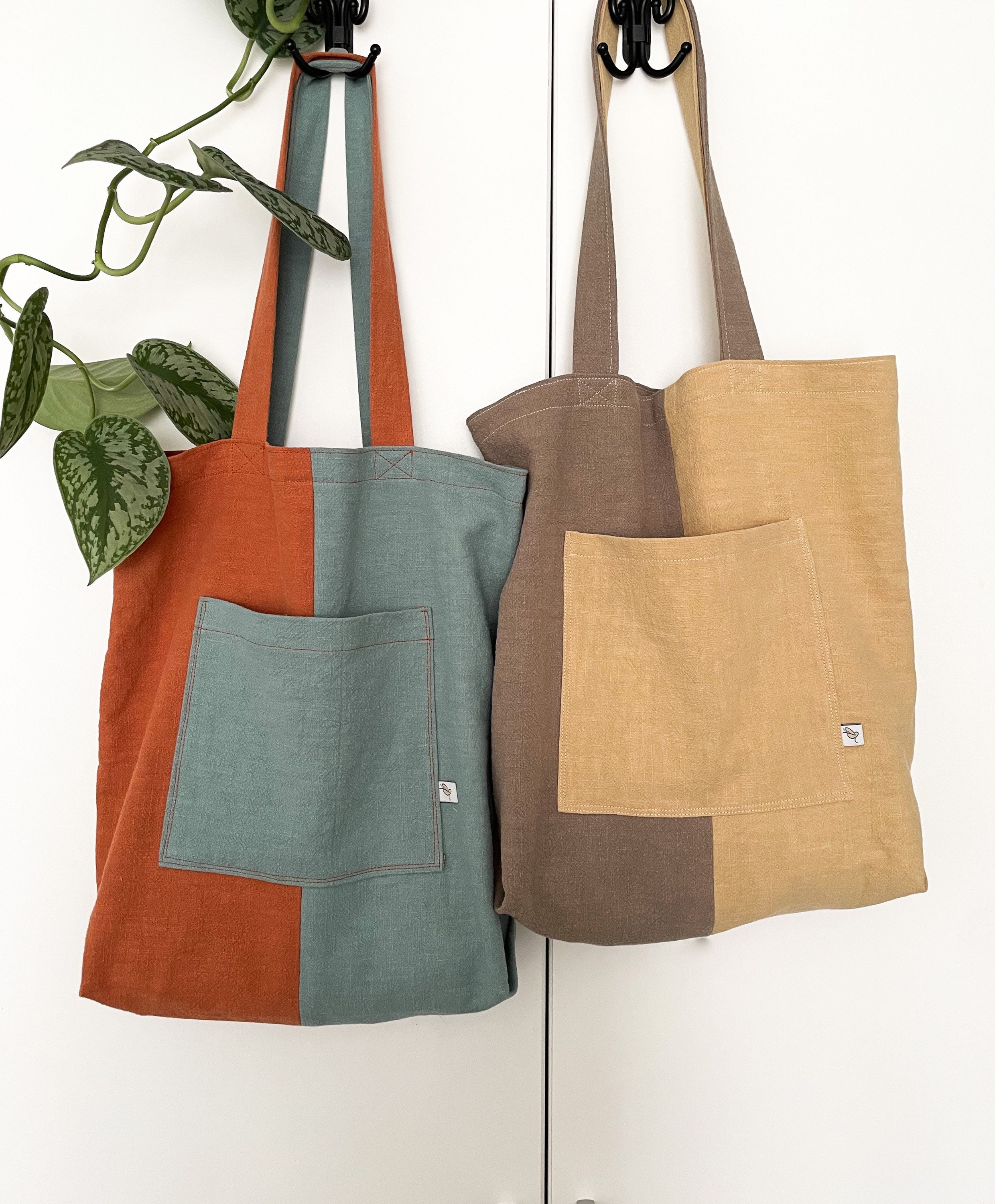 Linen Bag Pouch | 100% Linen | Retro Shopping Bag Tote Bag