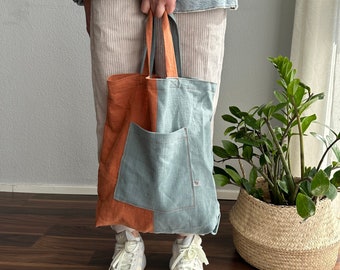Linen bag pouch | 100% linen | Retro shopping bag tote bag