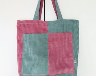 Cord bag cord bag | 100% cotton | Retro bag | Pink/Green