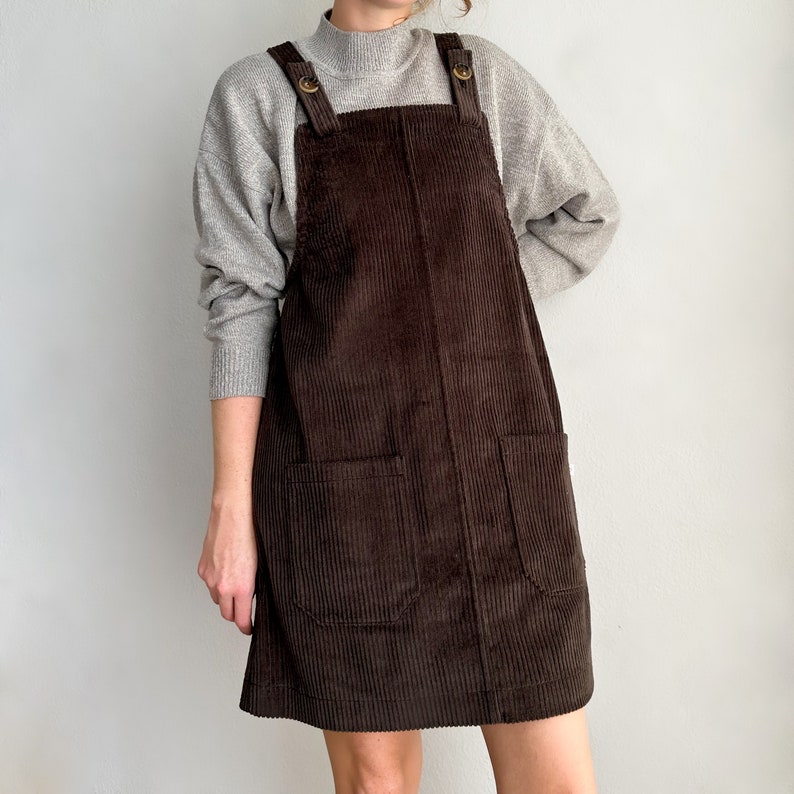 Corduroy dress Corduroy dungaree dress Dungaree dress 100% cotton Wide corduroy Brown