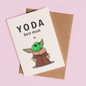 Tarjeta de felicitación/cumpleaños/día de la madre de Baby Yoda/tarjeta del día de la madre, tarjeta para mamá, tarjeta divertida del día de la madre, tarjeta de cumpleaños de la cultura pop