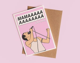 Freddie Mercury Queen Mother’s Day/Birthday/Greeting Card | Funny Mother's Day Card, Card for Mum, Pop Culture Birthday Card