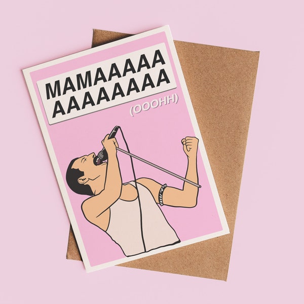 Freddie Mercury Queen Mother’s Day/Birthday/Greeting Card | Funny Mother's Day Card, Card for Mum, Pop Culture Birthday Card