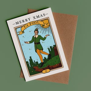 The Fool TAROTKAART Elfkerstkaart | Leuke kerstkaart, kerstcadeau, grappige kerstkaart, grapkerstkaart, popcultuur, film