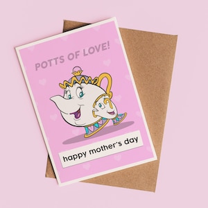 Tarjeta del Día de la Madre de Disney de La Bella y la Bestia “Señora Potts” / Tarjeta del Día de la Madre, linda tarjeta para mamá, regalo del Día de la Madre, tarjeta de cultura pop