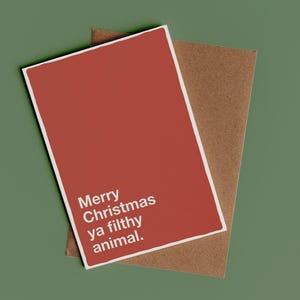 Vrolijk kerstfeest en een smerig dier kerstkaart HOME ALONE | Grappige kerstkaart, kerstcadeau, sarcastische kerstkaart, popcultuur