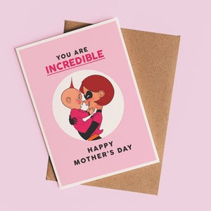Cartão de Dia das Mães dos Incríveis | Cartão de Feliz Dia das Mães, Cartão para a Mãe, Cartão Engraçado de Dia das Mães, Cartão Disney e Pixar, Cartão de Cultura Pop