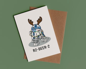 Tarjeta navideña de R2-DEER-2 / Divertida tarjeta navideña de Star Wars