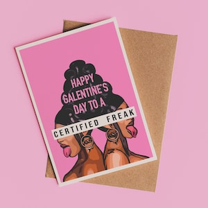 Tarjeta del Día de San Valentín con el sello de FREAK WAP certificado, tarjeta con juego de palabras, tarjeta divertida para novia, mejor amiga, amiga, día de San Valentín, para las chicas
