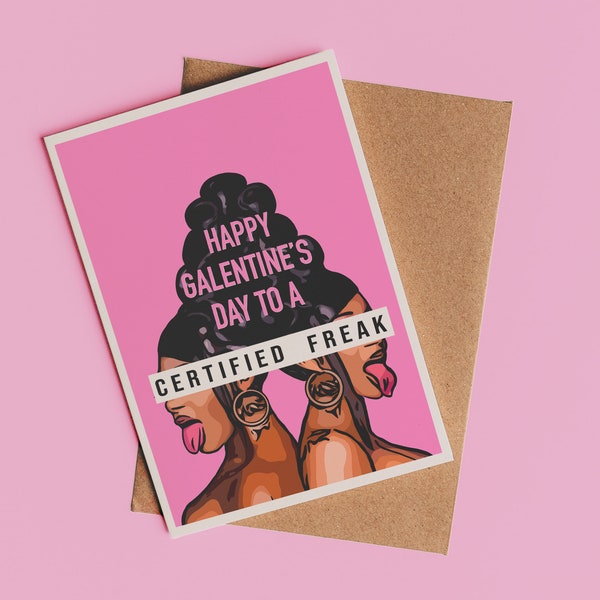 GECERTIFICEERDE FREAK WAP Galentine's Day Card | Woordspeling kaart, grappige kaart voor vriendin, bestie, beste vriend, vriend, Valentijnsdag, voor de meisjes