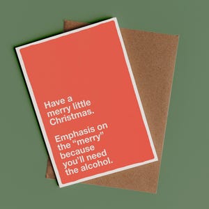 Besoin de la carte de Noël drôle d'alcool | Jolie carte de Noël, cadeau de Noël, carte de Noël sarcastique, carte de Noël blague, carte grossière, vin