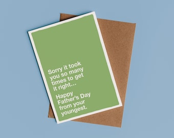 Sarcastic Youngest Child Father's Day Card | Happy Father's Day Card, Card for Dad, Funny Fathers Day Gift Ideas, Funny Father's Day Card