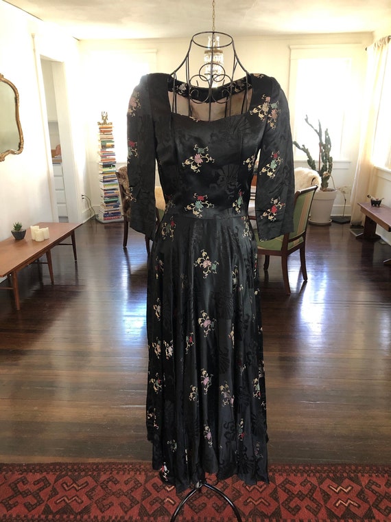 Vintage Asian Silk Maxi Dress
