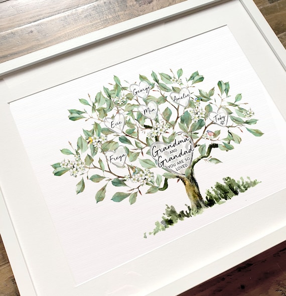Grandparent Family Tree Print - Handmade to your Specification | Grandparent gift, Nans birthday, Gifts for her, Fathers day Present