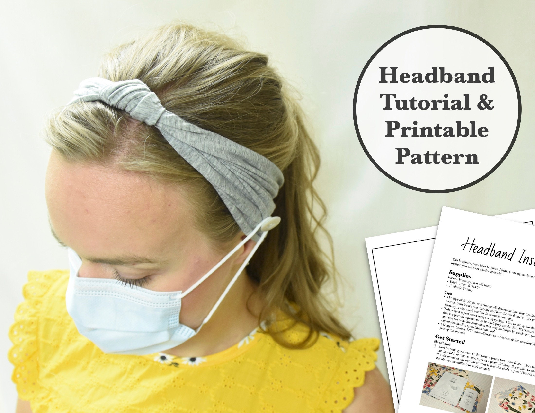Button Headband Bundle Printable Pattern, Headband With Buttons ...