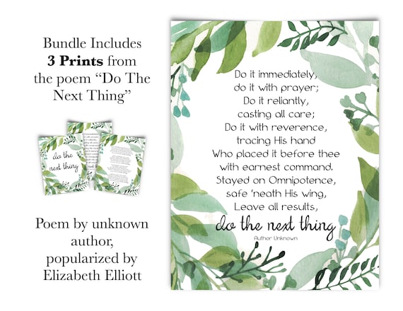 Do the Next Thing Printable Artwork Do the Next Thing Poem - Etsy
