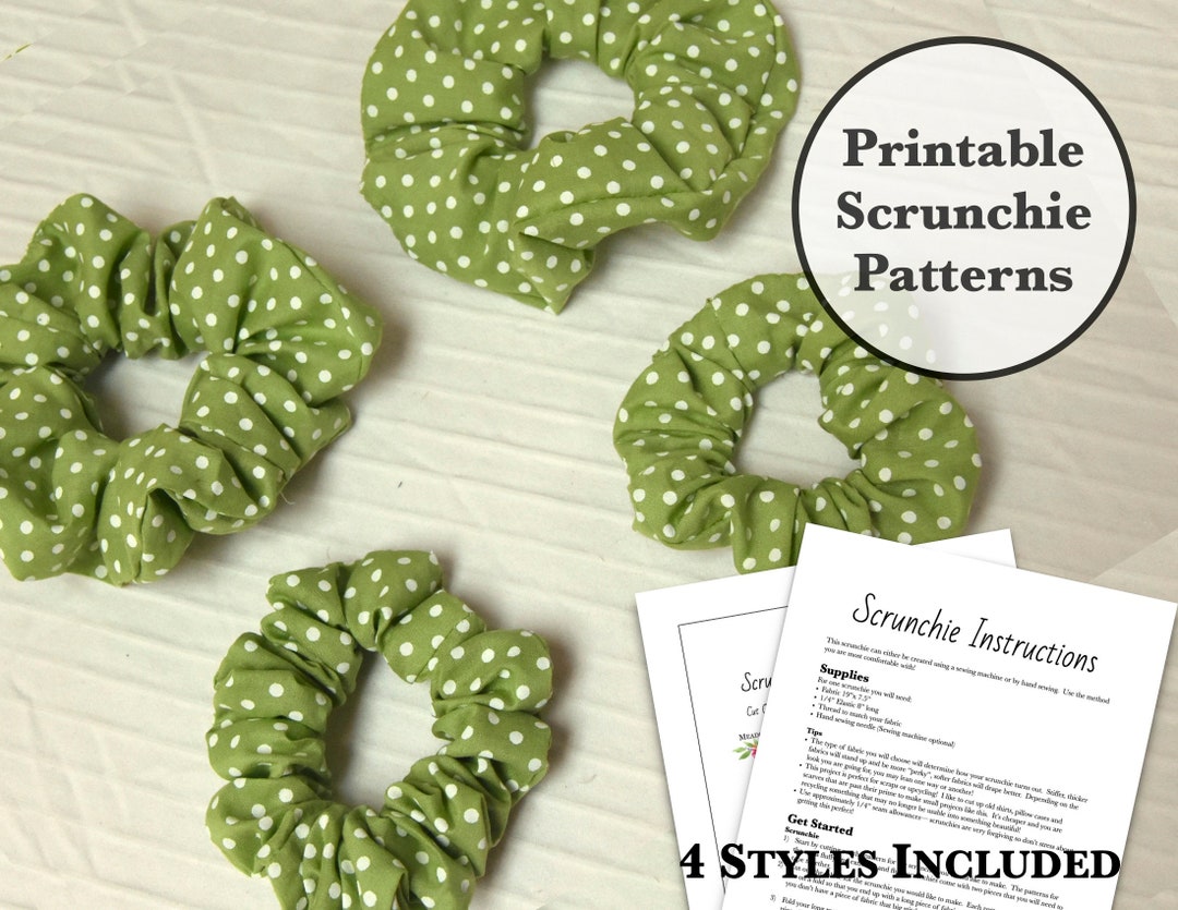 4 Printable Patterns, Fluffy Scrunchie Pattern and Instructions ...