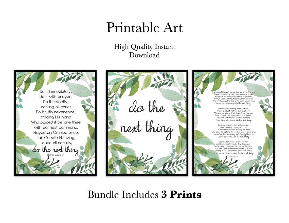 Do The Next Thing Printable Artwork Do The Next Thing Poem Etsy