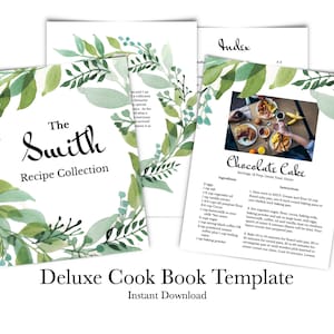 Printable Cookbook Template with Pictures, Recipe Book, Binder - Watercolor - Pages/Apple, Google Docs-Slides/Online, Power Point/Microsoft
