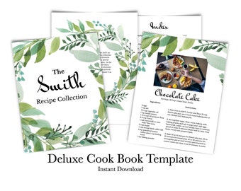 Printable Cookbook Template with Pictures, Recipe Book, Binder - Watercolor - Pages/Apple, Google Docs-Slides/Online, Power Point/Microsoft