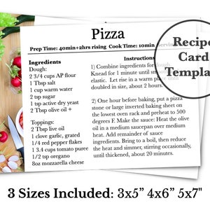 Plantilla de tarjeta de recetas, tarjeta de recetas imprimible - Apple Pages, Google Docs (gratis en línea), Microsoft Power Point - Totalmente editable