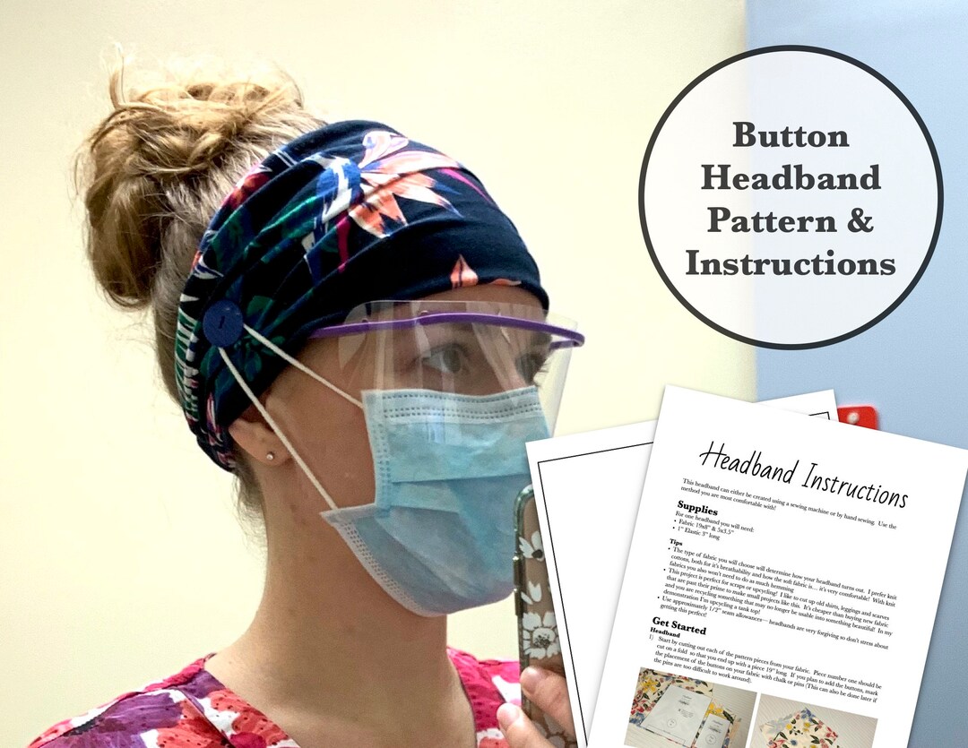 Button Headband Printable Pattern, Headband With Buttons, Earsaver ...