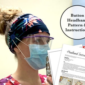 Button Headband Printable Pattern, Headband with buttons, Earsaver Headband, Mask Headband, Printable PDF Pattern, Nurse head band pattern