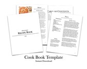 Minimalist Cook Book Template, Printable Cookbook, Recipe Binder - Pages (Apple), Google Docs (Free, Online), Power Point (Microsoft)