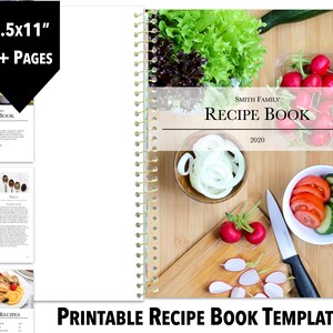 Printable Cookbook Template, Recipe Book, Cookbook, Recipe Binder - Pages (Apple), Google Docs (Online), Power Point (Microsoft)