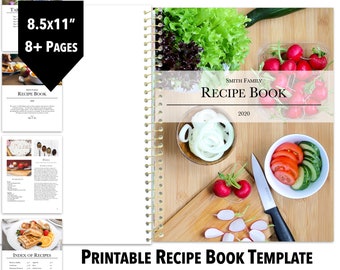 Printable Cookbook Template, Recipe Book, Cookbook, Recipe Binder - Pages (Apple), Google Docs (Online), Power Point (Microsoft)