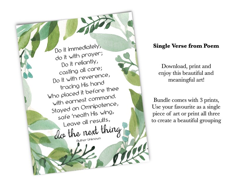 Do the Next Thing Printable Artwork Do the Next Thing Poem - Etsy