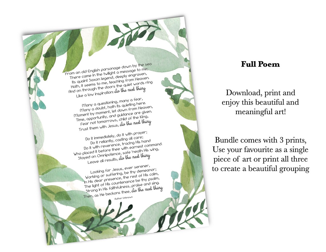 Do the Next Thing Printable Artwork Do the Next Thing Poem - Etsy