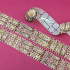 Cathedral Bloom transparante tape: sierlijke kathedraalvensters die kunnen worden uitgesneden en gebruikt om royalty&#39;s of glamour toe te voegen aan projecten en tijdschriften