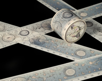 Mechanics of Time Washi Tape with moons, clocks, sun dials