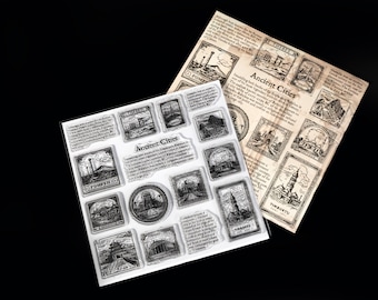 Old Cities Clear Stamp - Scrapbooking Journal Collage Vintage
