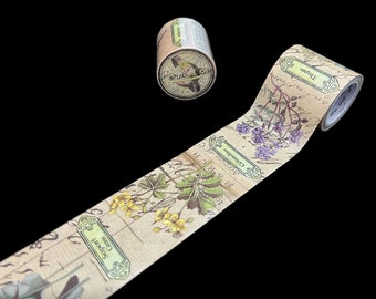 Cinta Washi artesanal decorativa con temática de boticario con flores y hierbas, para diarios basura, manualidades de papel y álbumes de recortes