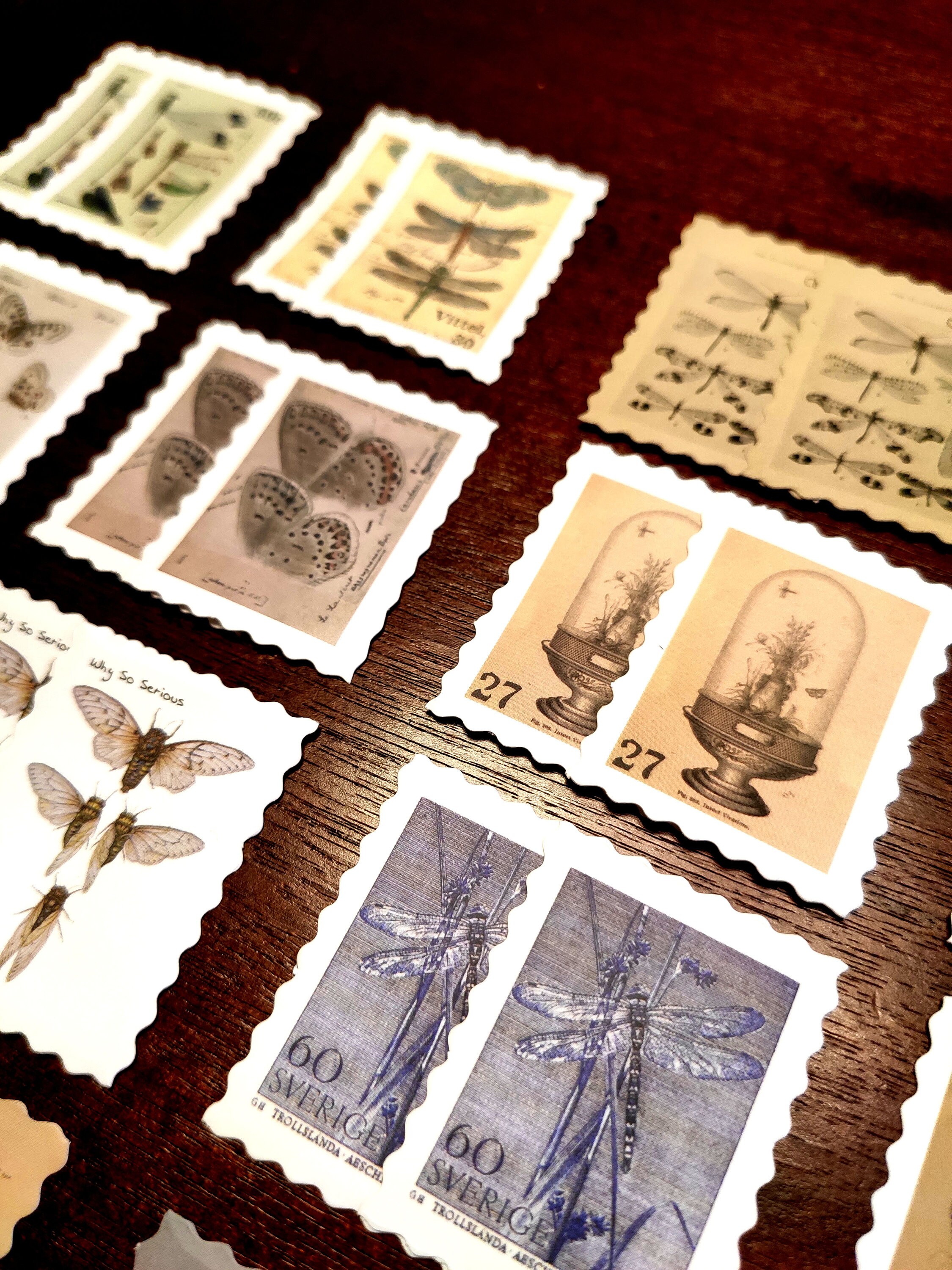 vintage butterflies stamps stickers pack of 23 or 46 diy etsy