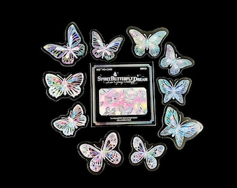 20 Piece Butterfly Foil Sticker Set for Scrapbooking and Junk Journaling, Paper Craft Stationary Supplies