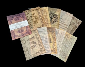 Antieke stijl vintage perkament papier Junk Journal decoratie & sticker set, vintage stijl brief, Junk Journal Ephemera voor papier ambachten