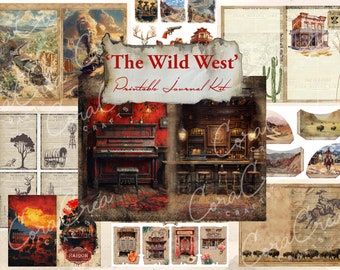 Cowboys Wild West Digital JunkJournal Kit Western Set Printable Pages Ephemera Pack Bundle for Adults Paper Craft Gold Rush