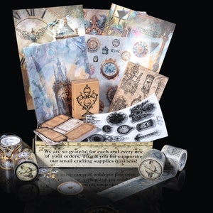 Mei maandelijks abonnement Junk Journaling Supply Kit, Vintage Mixed Media Craft Supplies Mystery Box afbeelding 2