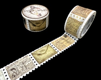 Vintage Letter & Envelope Decorative Washi Craft Tape, Classic Junk Journaling Ephemera, Scrapbooking, Postal Stamp Washi Tape Stickers