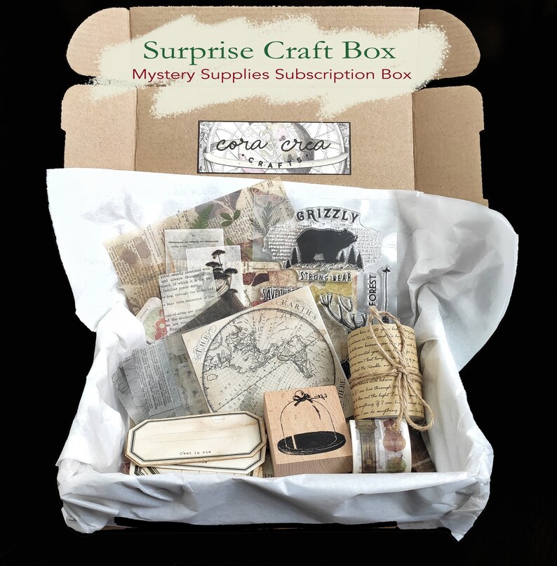 Surprise Craft Supplies Box Mystery Vintage Mixed Media Art Etsy
