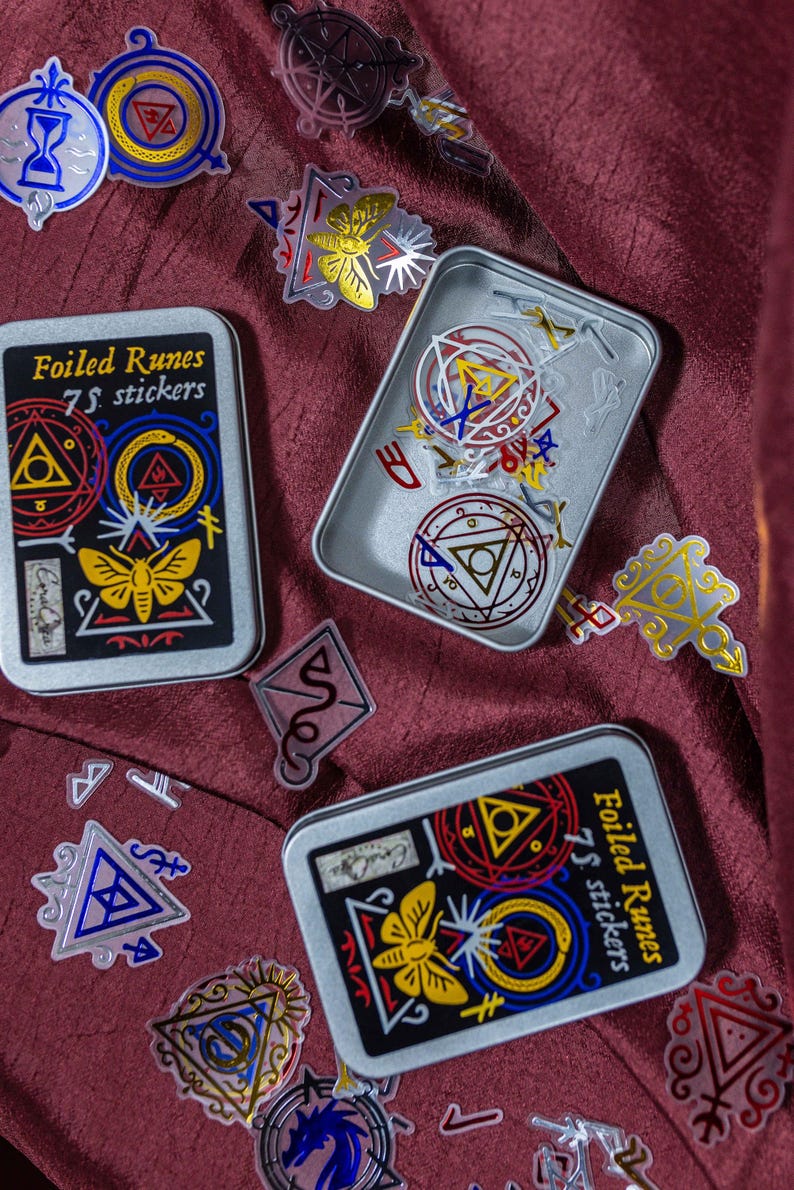 Undead Rune Sticker Runes Foil Sticker Tin Box: Over 60 Gold Foiled Stickers of Various ...