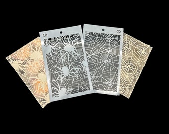 Halloween Spiderweb and Spider Stencils for Use with Inkpad, Decorations for Paper Crafts, Scrapbooking, JunkJournaling, Mixed Media Design